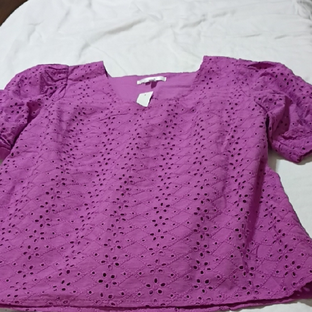 Draper James Vibrant Purple Eyelet Blouse
